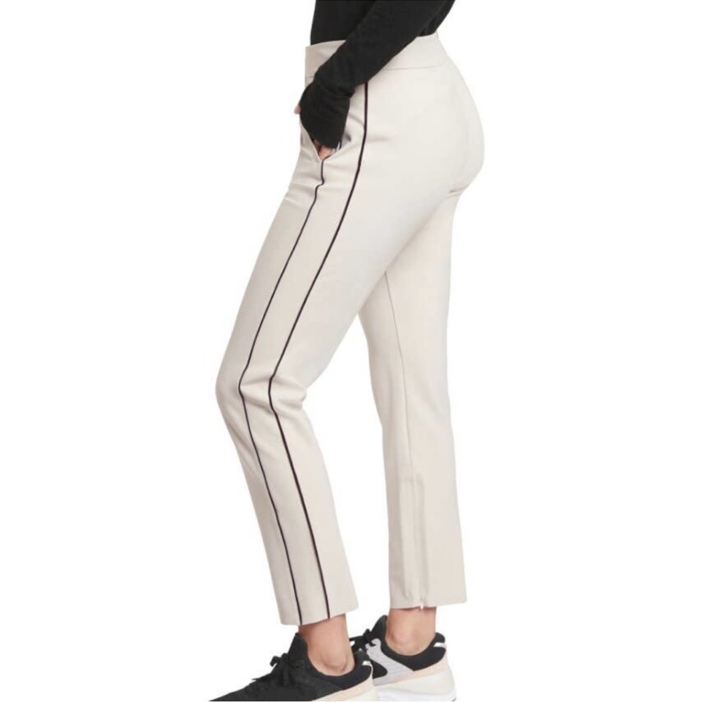 Athleta Cream Trousers with Black Side Stripe